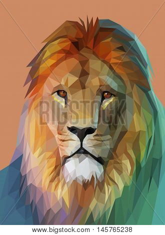Lion portrait. Low poly design. Polygonal illustration vector eps 10
