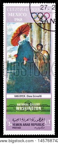 YEMEN - CIRCA 1968 : Cancelled postage stamp printed by Yemen, that shows painting by Van Dyck.