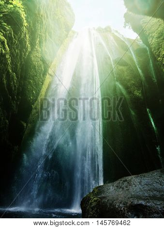  Gljufrabui waterfalls inside a cave, Iceland