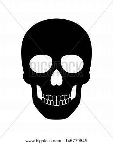 Vector skull. Black skull isolated on white background elements for death pirate or halloween party