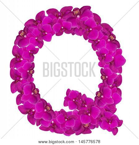 Letters made of pink flowers. Q letter - flower alphabet