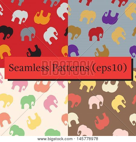 Seamless pattern. Texture with colorful elephants. Can be used for textile, website background, book cover, packaging.