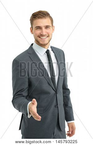 Portrait of a elegant handsome business man on white background