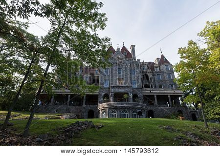 Boldt Castle in the summer months with green trees