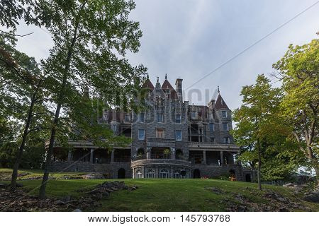 Boldt Castle in the summer months with green trees