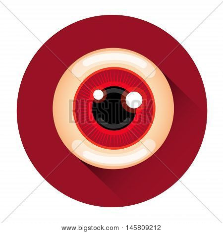 Scary Zombie Eye Halloween Holiday Icon Flat Vector Illustration