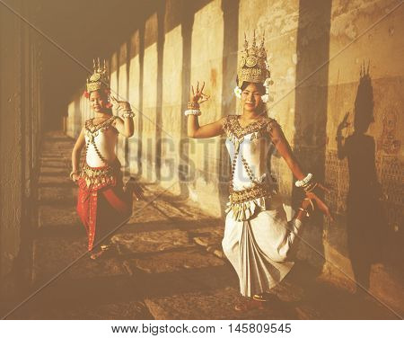 Traditional Aspara Dancers Cambodia Concept