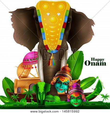 easy to edit vector illustration of Happy Onam  holiday for South India festival background