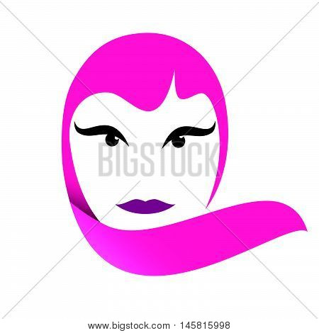 Vector sign portrait of woman in pink