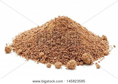 Organic powder of Indian Jujube (Ziziphus mauritiana). Isolated on white background. Front view.