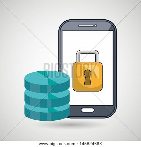 smartphone padlock data base vector illustration eps10