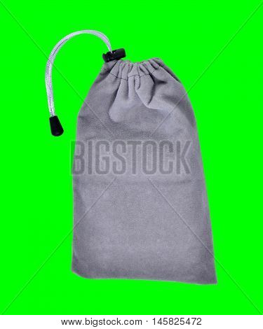 Grey Bags White Rope Fabric on green screen Clipping Path