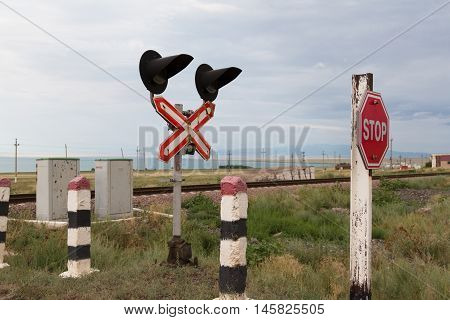 Railway Crossing With Signs