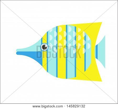 Aquarium fish. Butterflyfish flat illustration. The inhabitants of marine reef aquariums and ponds