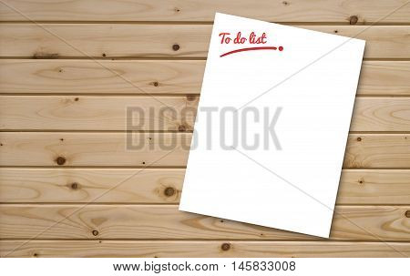 To Do List Paper Put On Wooden Table,for Add Your Taxt ,graphic Editor,top View