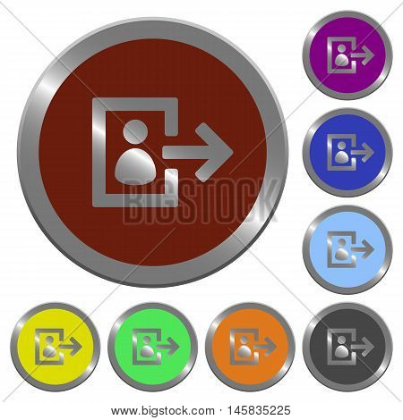Set of color glossy coin-like user logout buttons