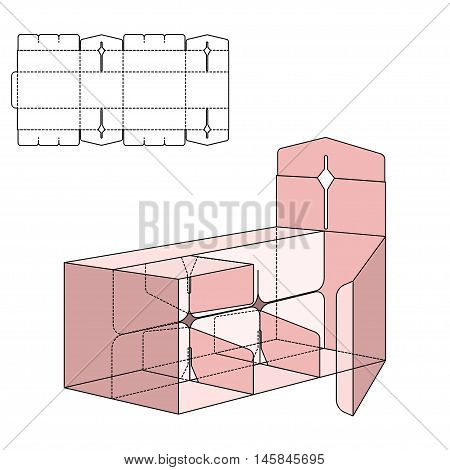 Vector Illustration of Beer Diecut Craft Box for Design, Website, Background, Banner. Retail Folding package Template. Fold pack with dieline for your brand on it