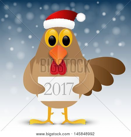 2017 Happy New Year background with rooster. Vector illustration.