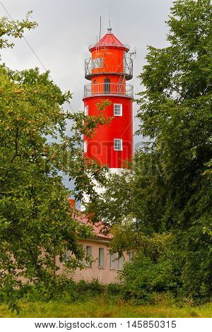 Baltiysk Russia - August 2 2016: Old lighthouse in Baltiysk