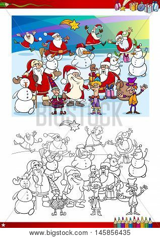 Christmas Group Coloring Page