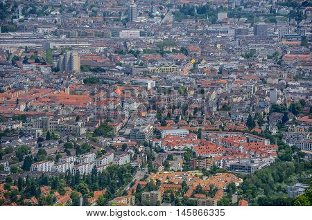Cityscape view from Uetliberg Hill look point in Zurich, Switzerland
