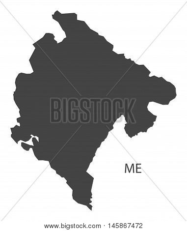 Montenegro grey map isolated vector high res