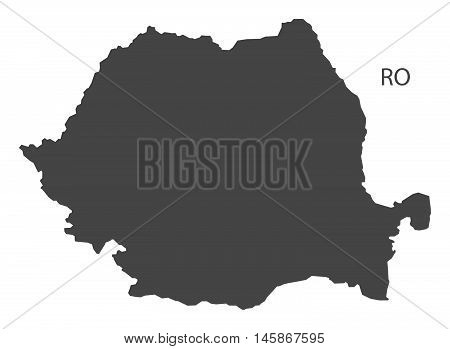 Romania grey map isolated vector high res