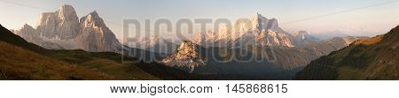 Morning panoramic view of mount Civetta and Mount Pelmo