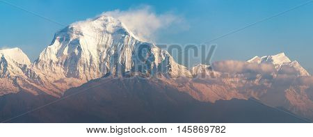 Morning panoramic view of Mount Dhaulagiri from Poon Hill view point Nepa