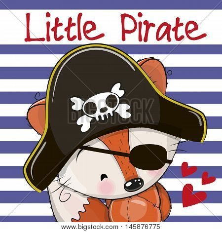 Cute cartoon Fox in a pirate hat