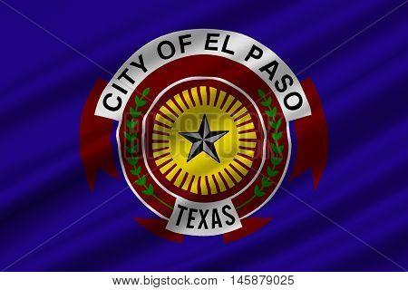 Flag of El Paso in Texas United States. 3D illustration