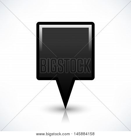 Blank map pin location sign rounded square shape icon with gray shadow and gradient reflection isolated on white background in simple flat style. Web design element save in vector illustration 8 eps