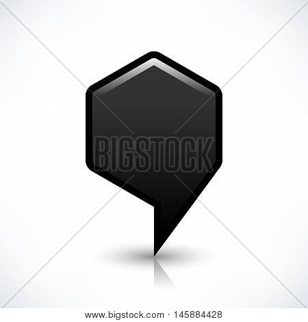 Blank map pin location sign rounded hexagon shape icon with gray shadow and gradient reflection isolated on white background in simple flat style. Web design element save in vector illustration 8 eps
