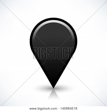 Blank map pin location sign circle shape icon with gray shadow and gradient reflection isolated on white background in simple flat style. Web design element save in vector illustration 8 eps