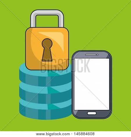 smartphone padlock data base vector illustration eps10