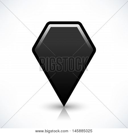 Blank map pin location sign rounded hexagon shape icon with gray shadow and gradient reflection isolated on white background in simple flat style. Web design element save in vector illustration 8 eps