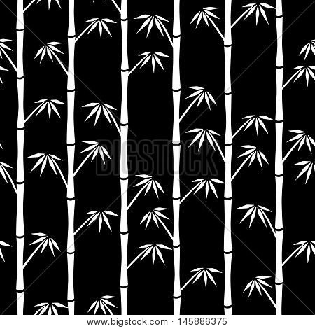 White silhouettes of bamboo on black background