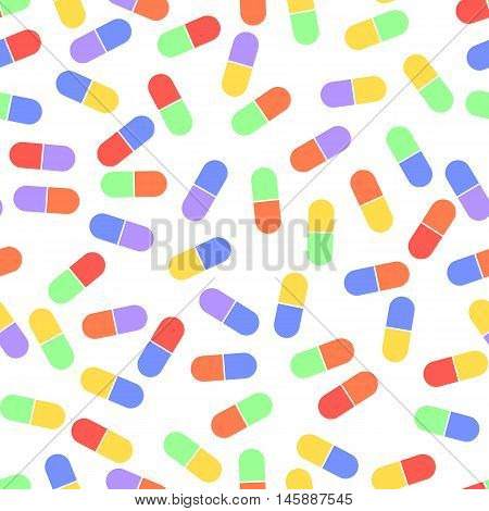 Pills, Tablets Or Vitamins. Colored Seamless Pattern