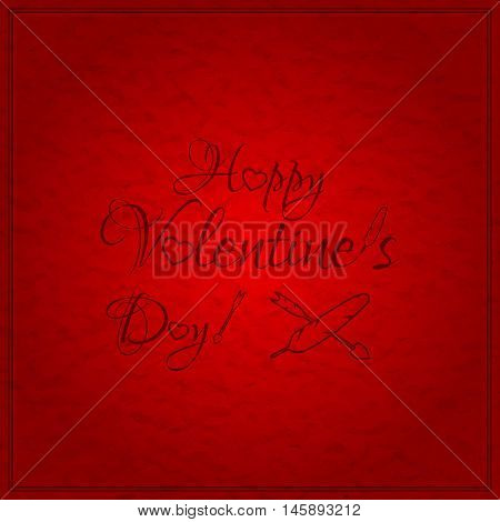 Happy valentines day. Text on red paper background. Vintage style