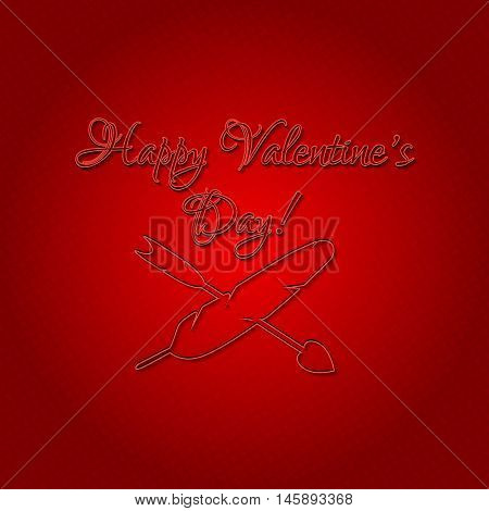 Happy valentines day. Text on red background. Vintage style