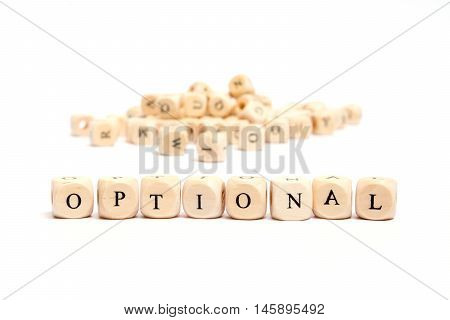 word with dice on white background - optional