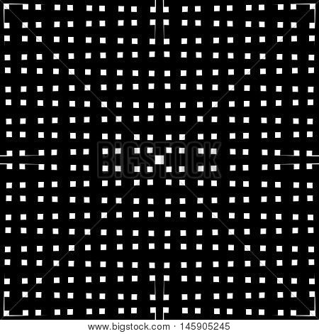 Monochrome Grid / Mesh With Irregular Lines. Repeatable Geometric Pattern. (seamless)