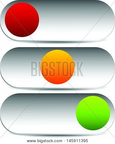 Rectangular Button, Switch, Toggle In 3 State
