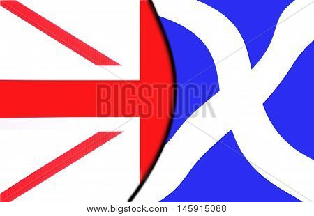 Scottish Exit Referendum Vote 01 - illustration showing Scottish saltire exiting Union Flag