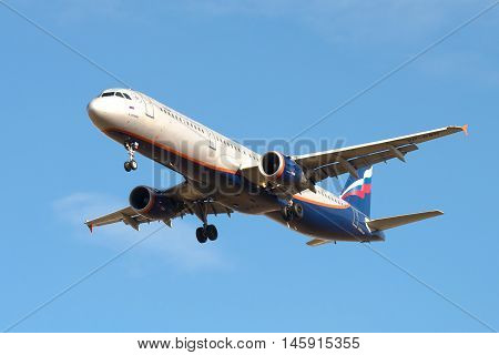 ST. PETERSBURG, RUSSIA - MARCH 20, 2016: Airbus A321-211 
