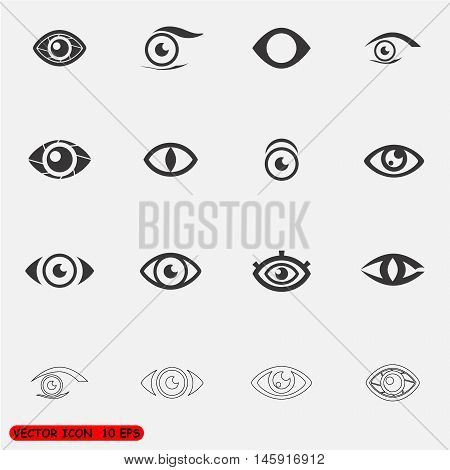 Eye icon set vector. Eye icon. Flat design style.