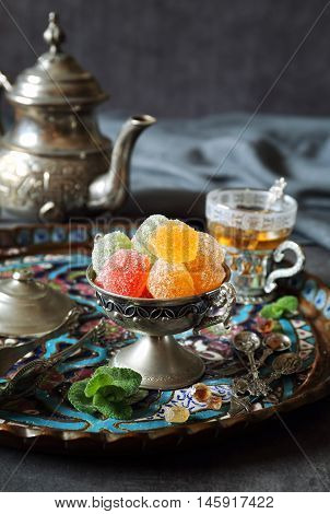 Oriental Tea Party: Green Tea and jelly sweets
