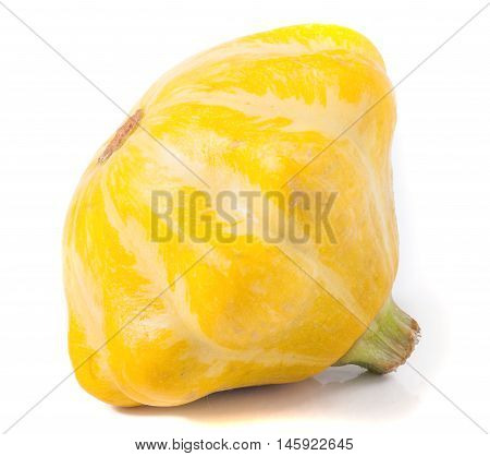 one yellow pattypan squash isolated on white background.