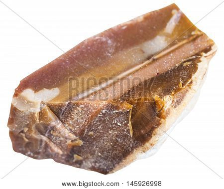 Natural Brown Flint Mineral Isolated On White