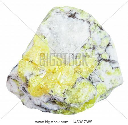 Stone With Sulfur ( Brimstone, Sulphur) Isolated